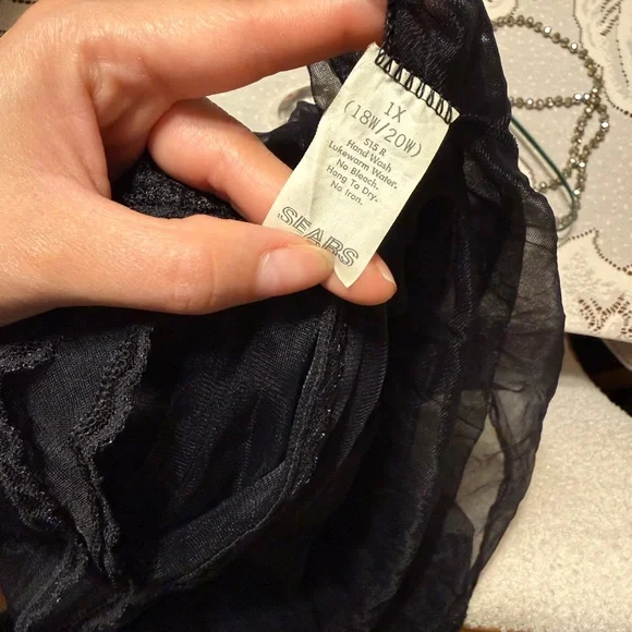Vintage Sheer Black Lace Robe Sears Just For Women Gothic Lingerie Boudoir 1X